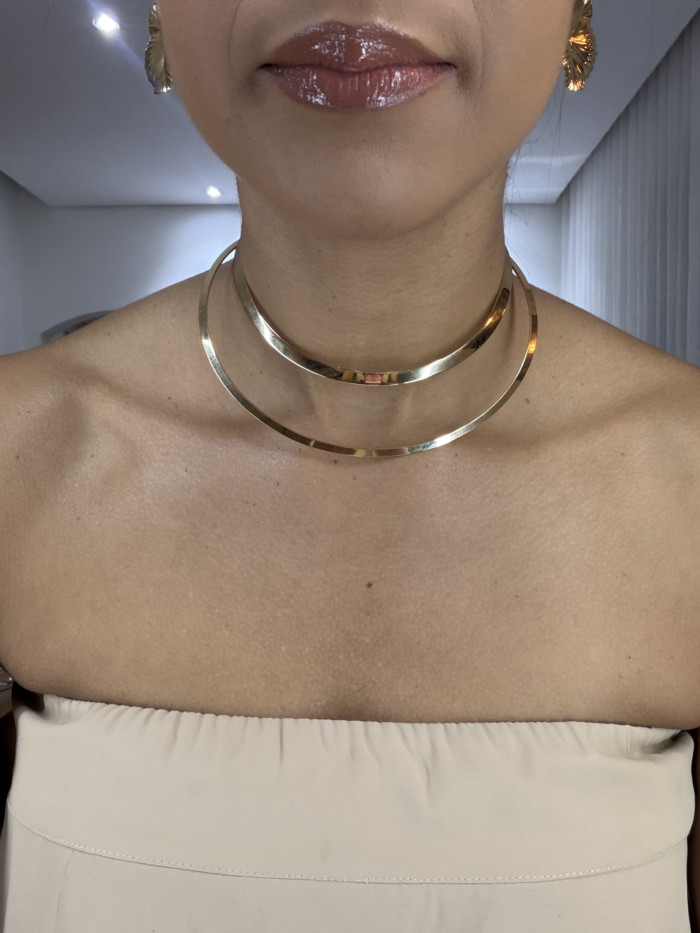 Choker Dourado e Ródio Branco